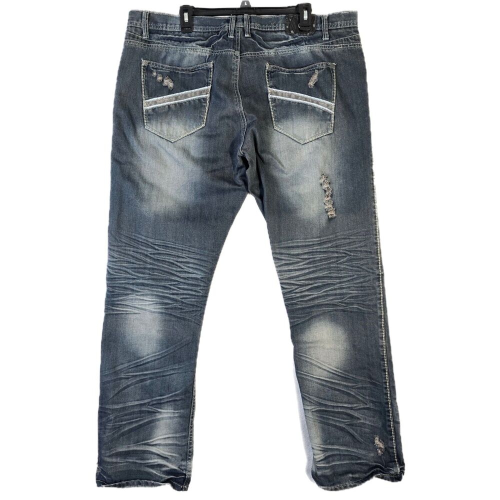 Vintage Brass Slim Straight Jeans Men's Size 42x34 Distressed Dark Y2K